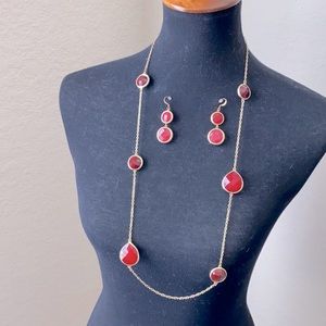 Red Jewel Necklace and Earrings